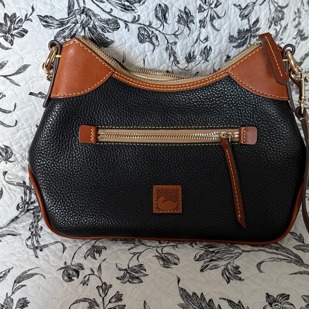 Dooney & Bourke Black and Tan Leather Shoulder Bag